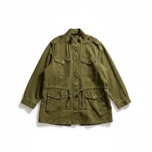 Jane Delancey Jacket Army Green Anorak Safari Drawstring Waist 2X Field Lyocell